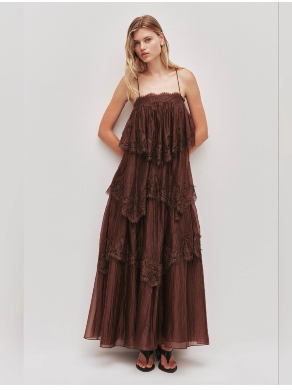 Aje Ophelia Lace Gown Maxi Dress